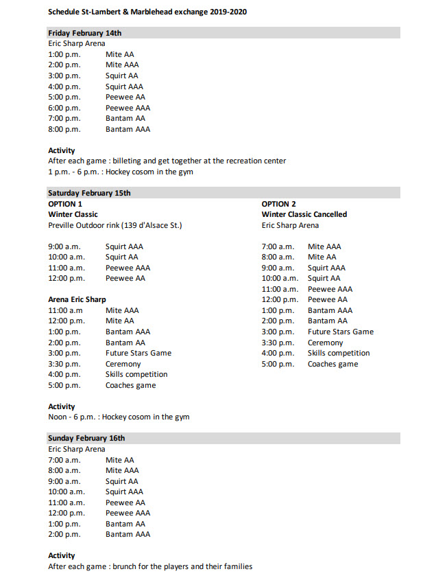 STL Schedule